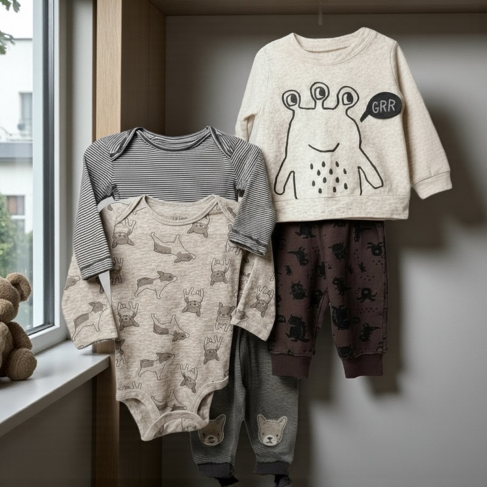 Carter's 5 Piece Monster and Pup Boy Bundle